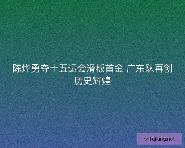 陈烨勇夺十五运会滑板首金 广东队再创历史辉煌