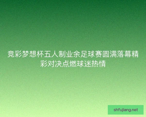 竞彩梦想杯五人制业余足球赛圆满落幕精彩对决点燃球迷热情