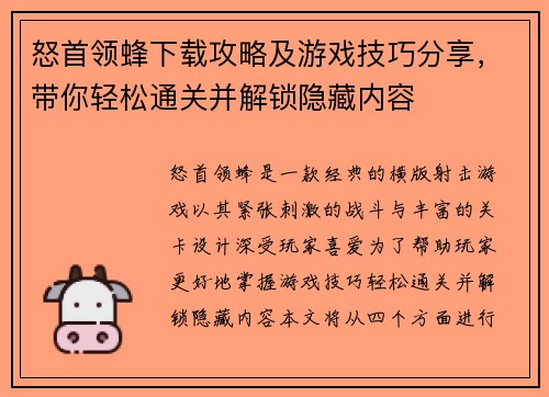 怒首领蜂下载攻略及游戏技巧分享，带你轻松通关并解锁隐藏内容